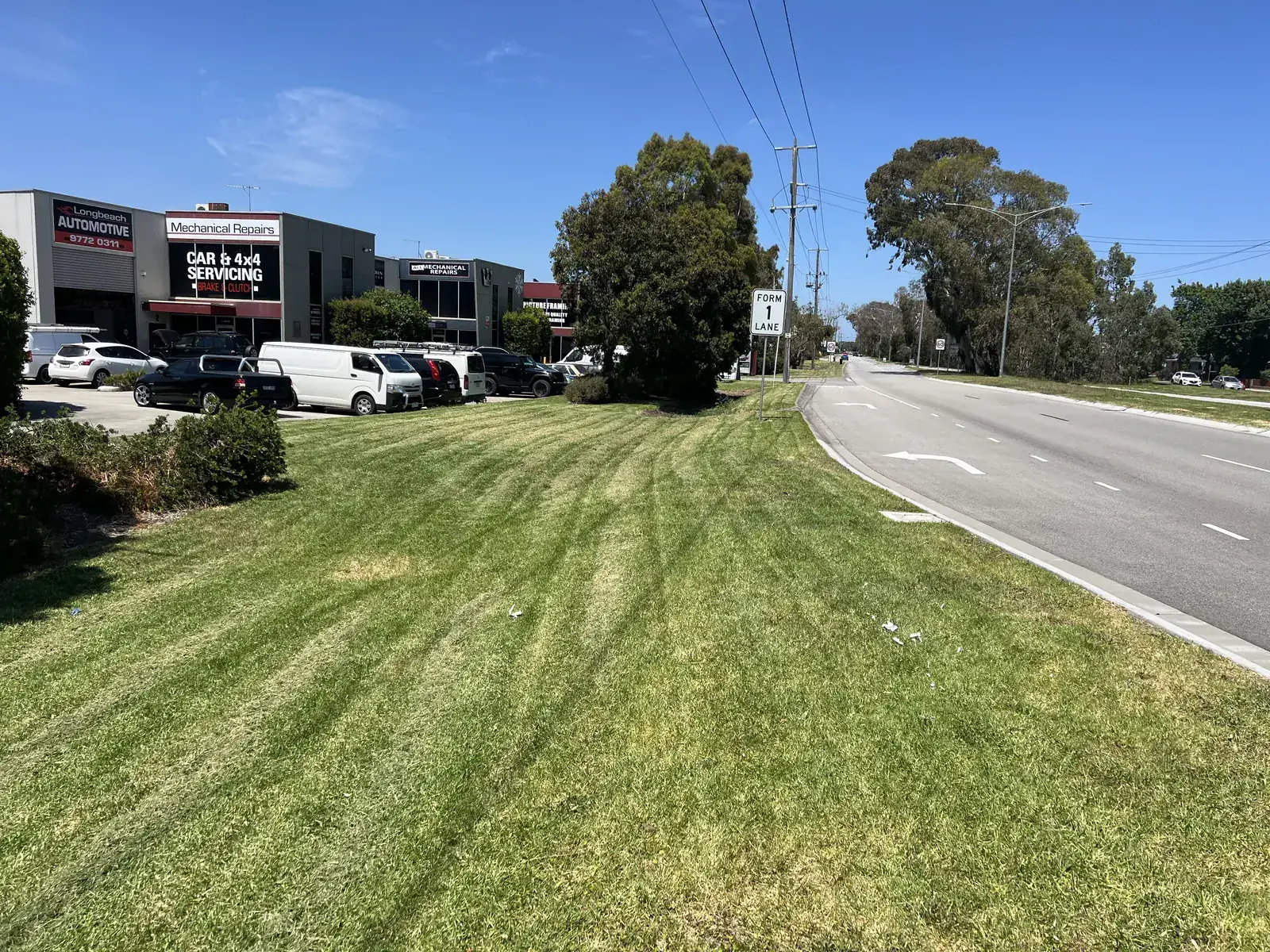 Commercial grounds maintenance, a striped and edged frontage in Melbourne's south-east