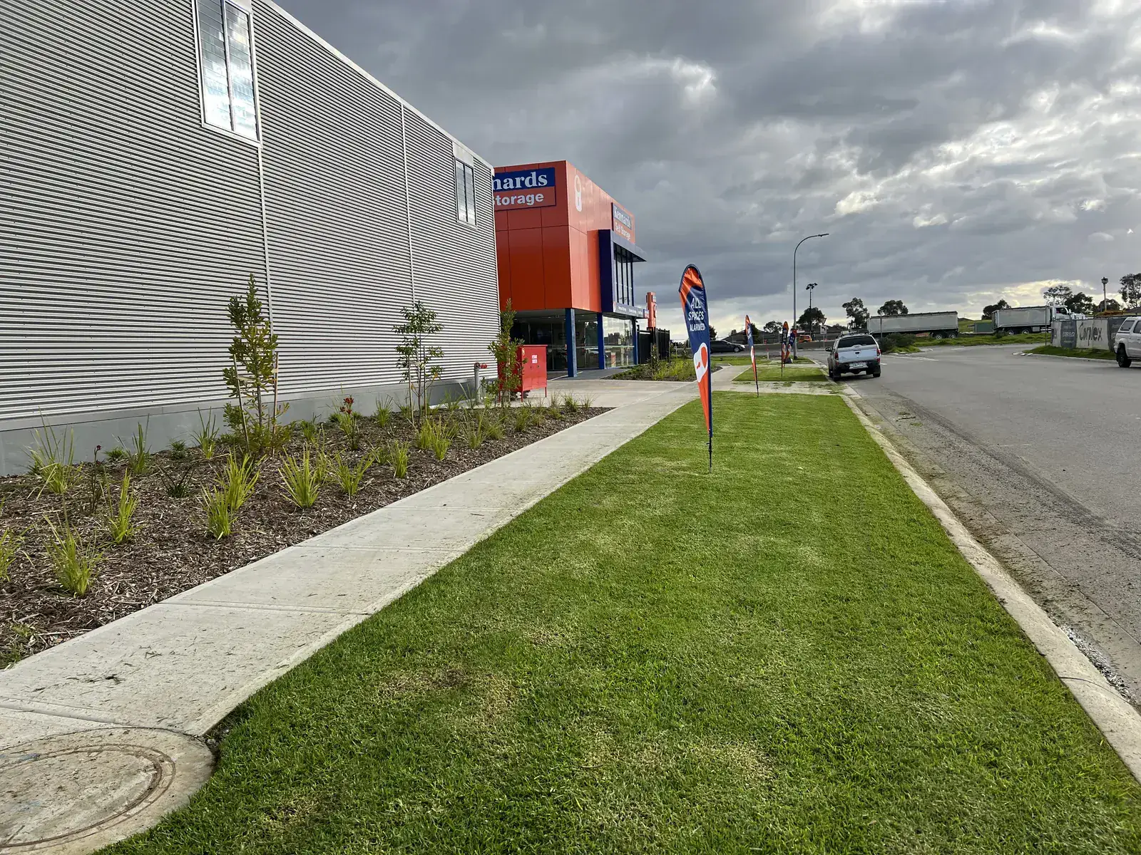 Commercial grounds maintenance on a Pakenham business frontage