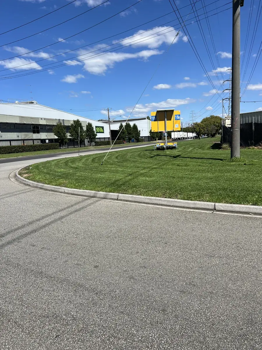 An open lawn on a large block mown on schedule